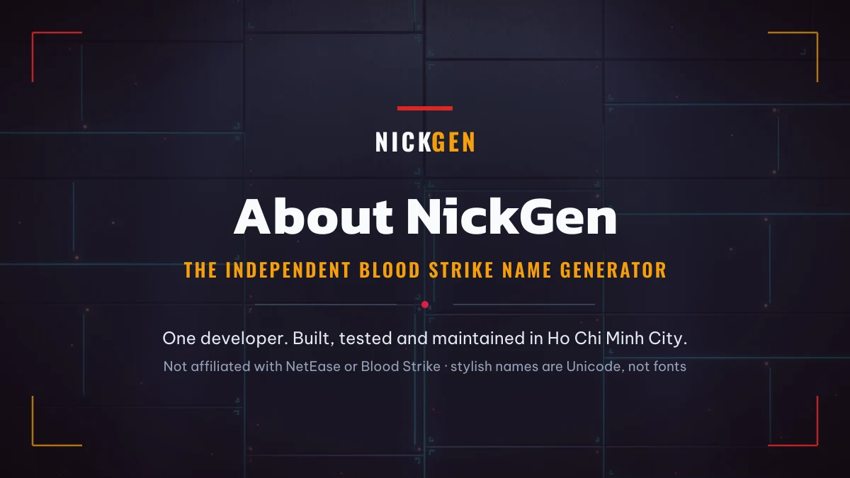 About NickGen, the independent Blood Strike name generator