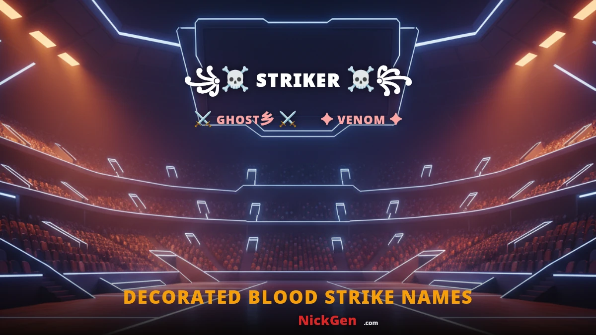 Decorated Blood Strike names Examples of decorated Blood Strike names with special characters on a scoreboard