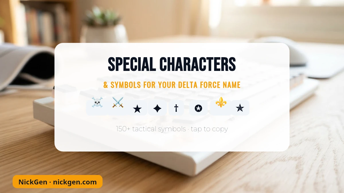 Delta Force special characters and symbols for names