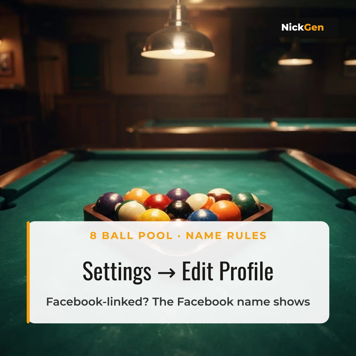 8 Ball Pool name rules: change your name in Settings, Edit Profile