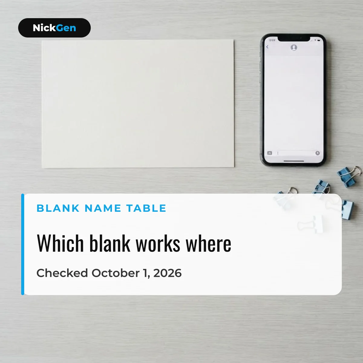 Blank name table: which invisible character works in which game