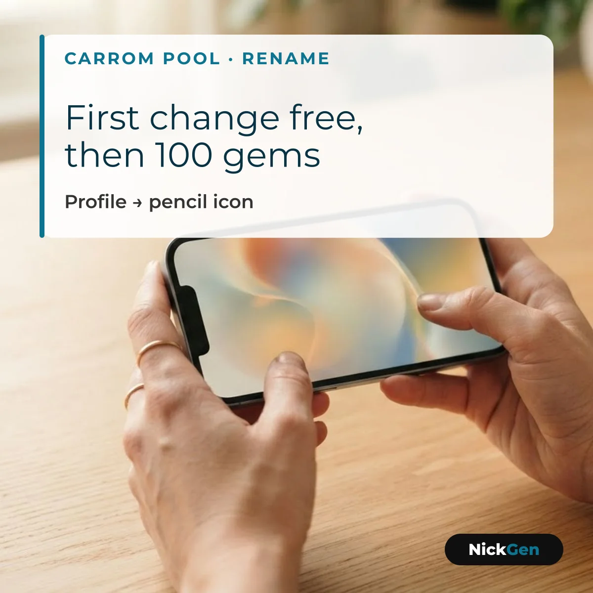 Carrom Pool name change: first free, then 100 gems