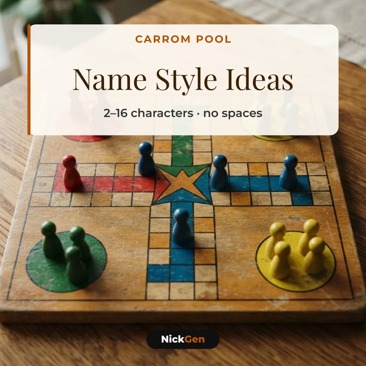 Carrom Pool name style ideas, 2 to 16 characters, no spaces