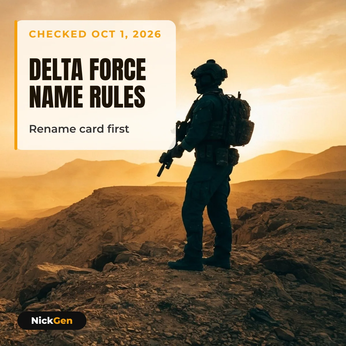 Delta Force name rules: rename card, Profile Management, checked October 1, 2026