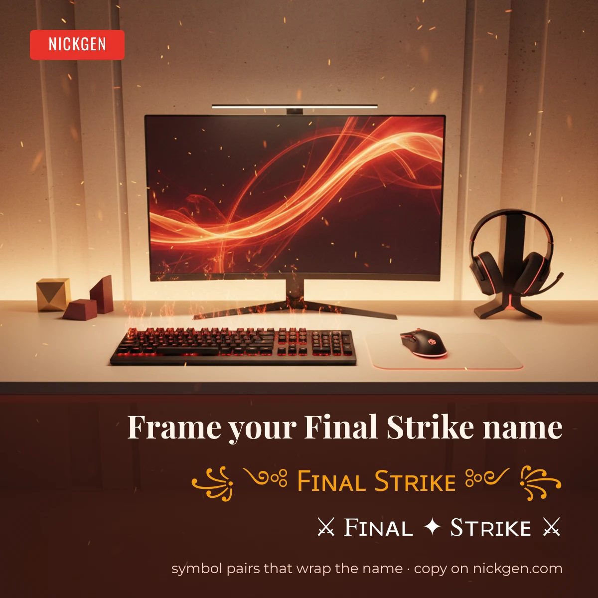 Framed Final Strike name style with symbols, NickGen