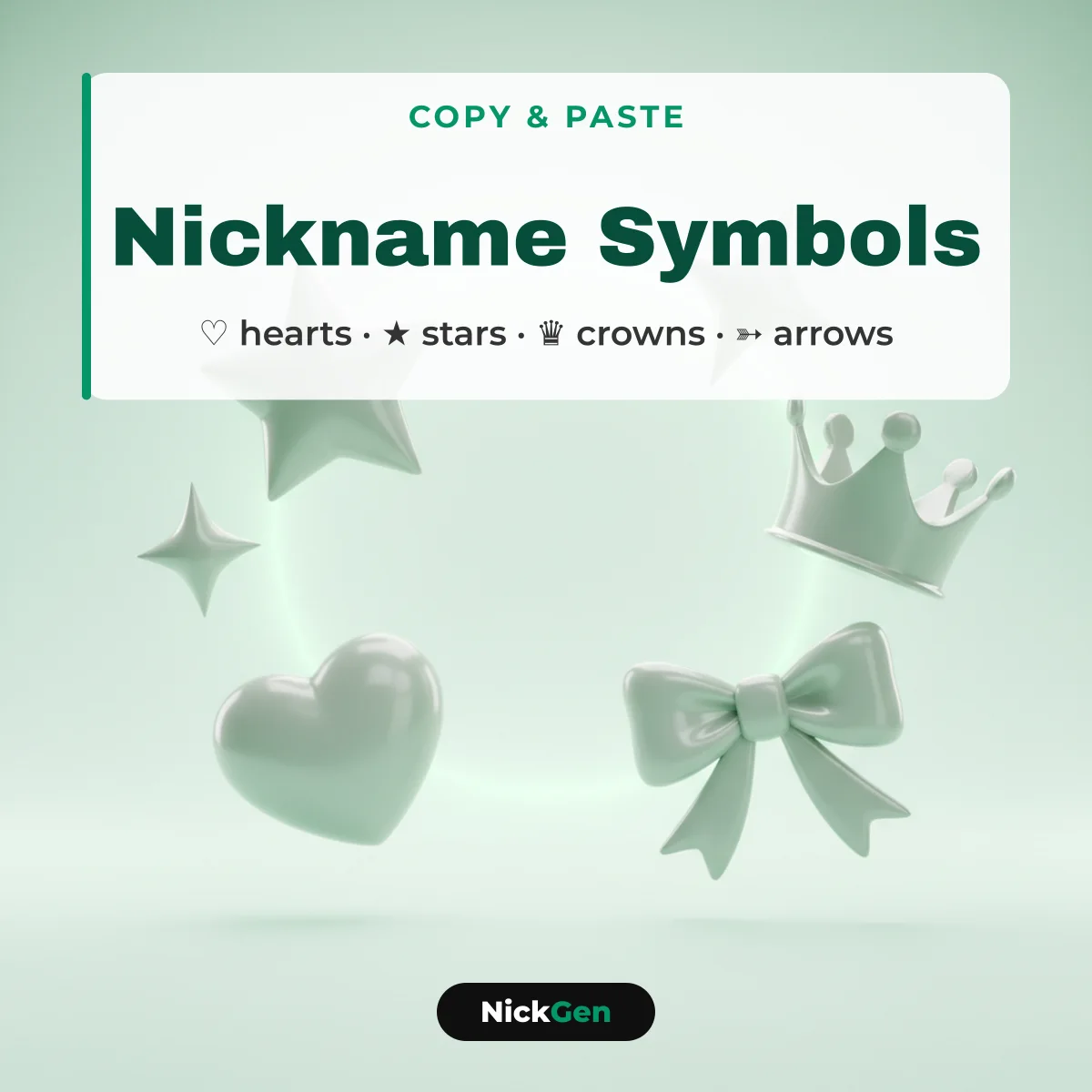 Nickname symbols for games: hearts, stars, crowns and arrows